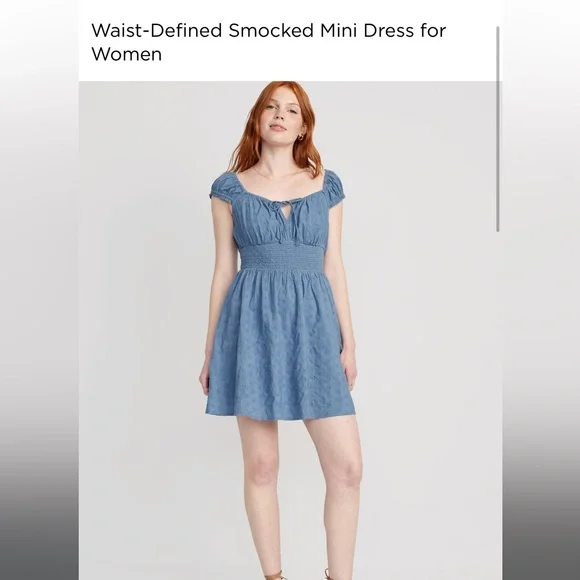 Old Navy Waist-Defined Smocked Mini Dress - Picture 1 of 3